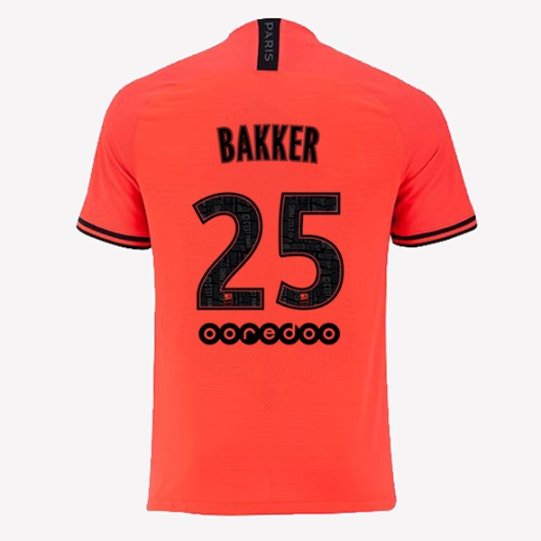 JORDAN Camiseta Paris Saint Germain NO.25 Bakker Replica Segunda Ropa 2019/20 Naranja